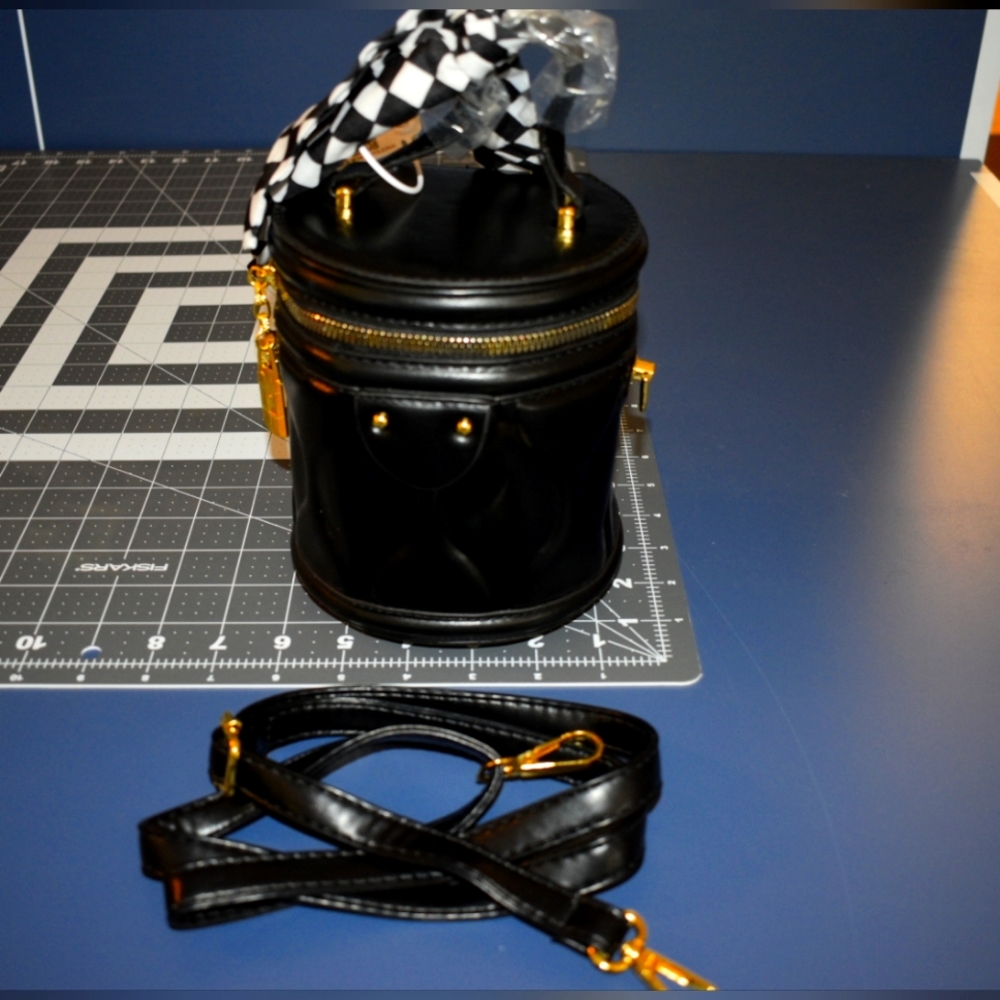 Black trunk bag with scarf